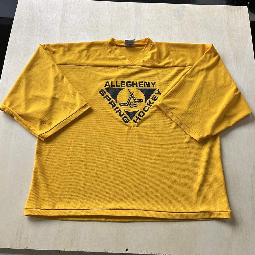 Vintage Allegheny Spring Hockey Practice Jersey Mens 2XL Yellow K1 Sportswear #1